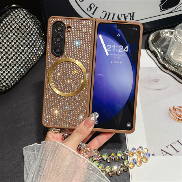 Luxury Magnetic Wireless Charger Glitter Diamond Gradient Case For Samsung Galaxy Z Fold Series