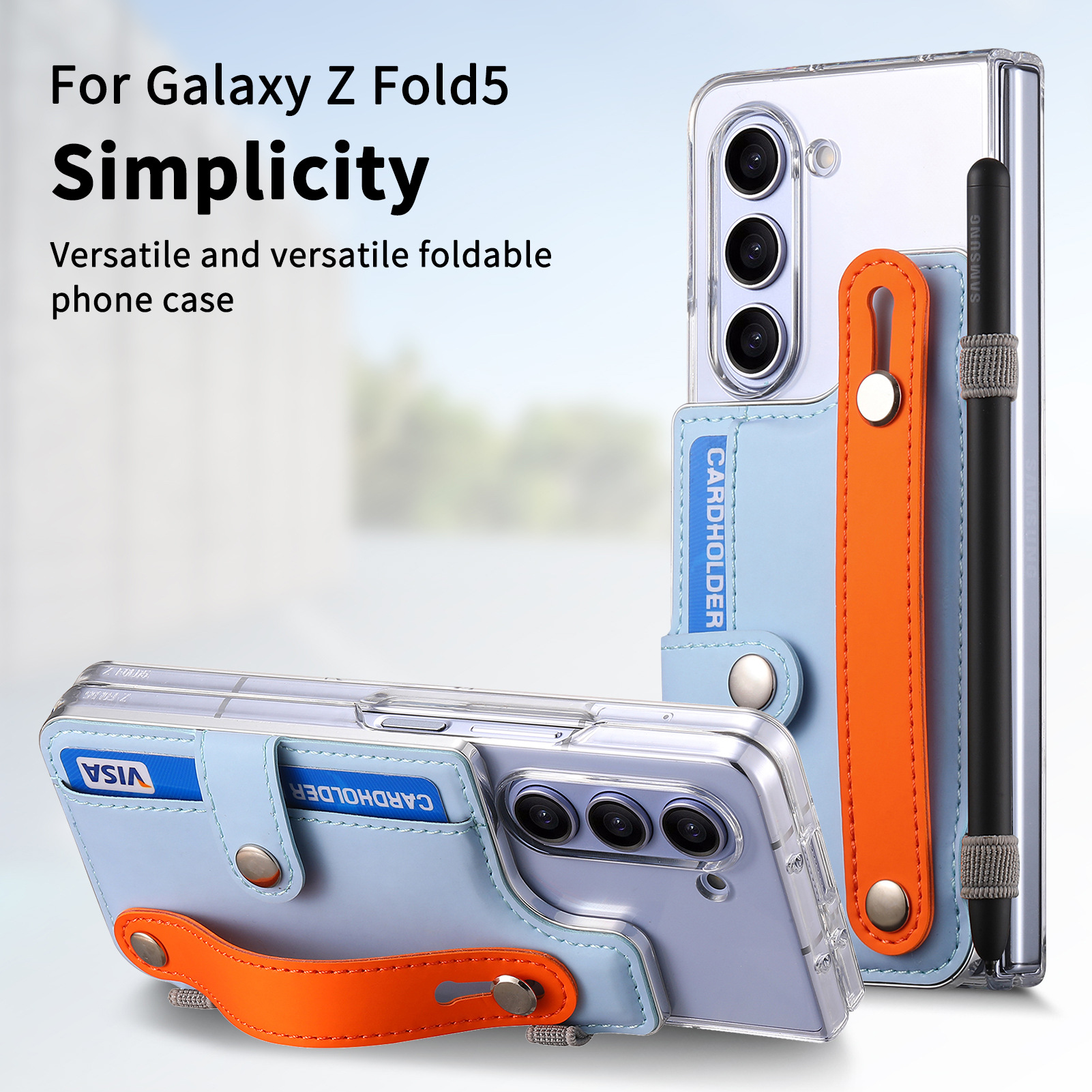 Wrist Strap Transparent Pen Slot Phone Case for Samsung Galaxy Fold 5 6