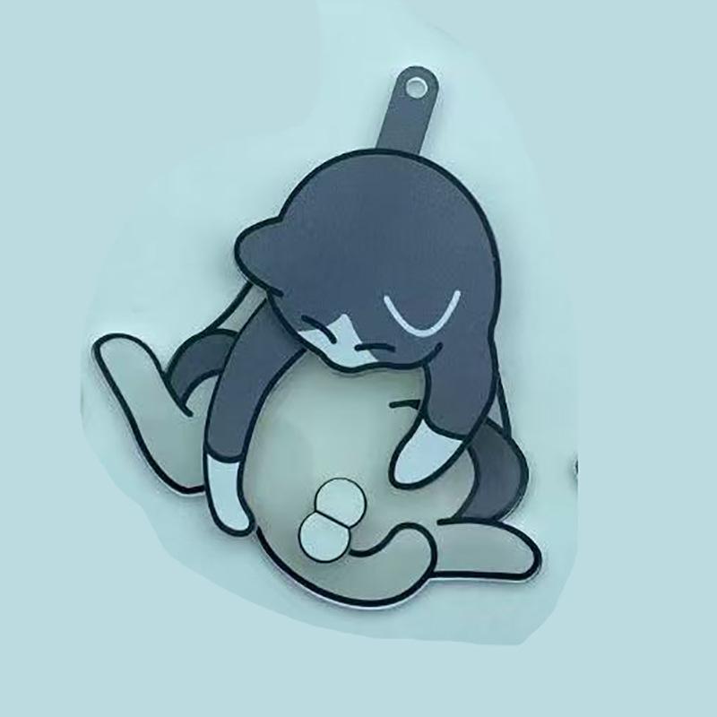 Personalization Creative Cat Acrylic Pendant Turnable Keychain Accessories