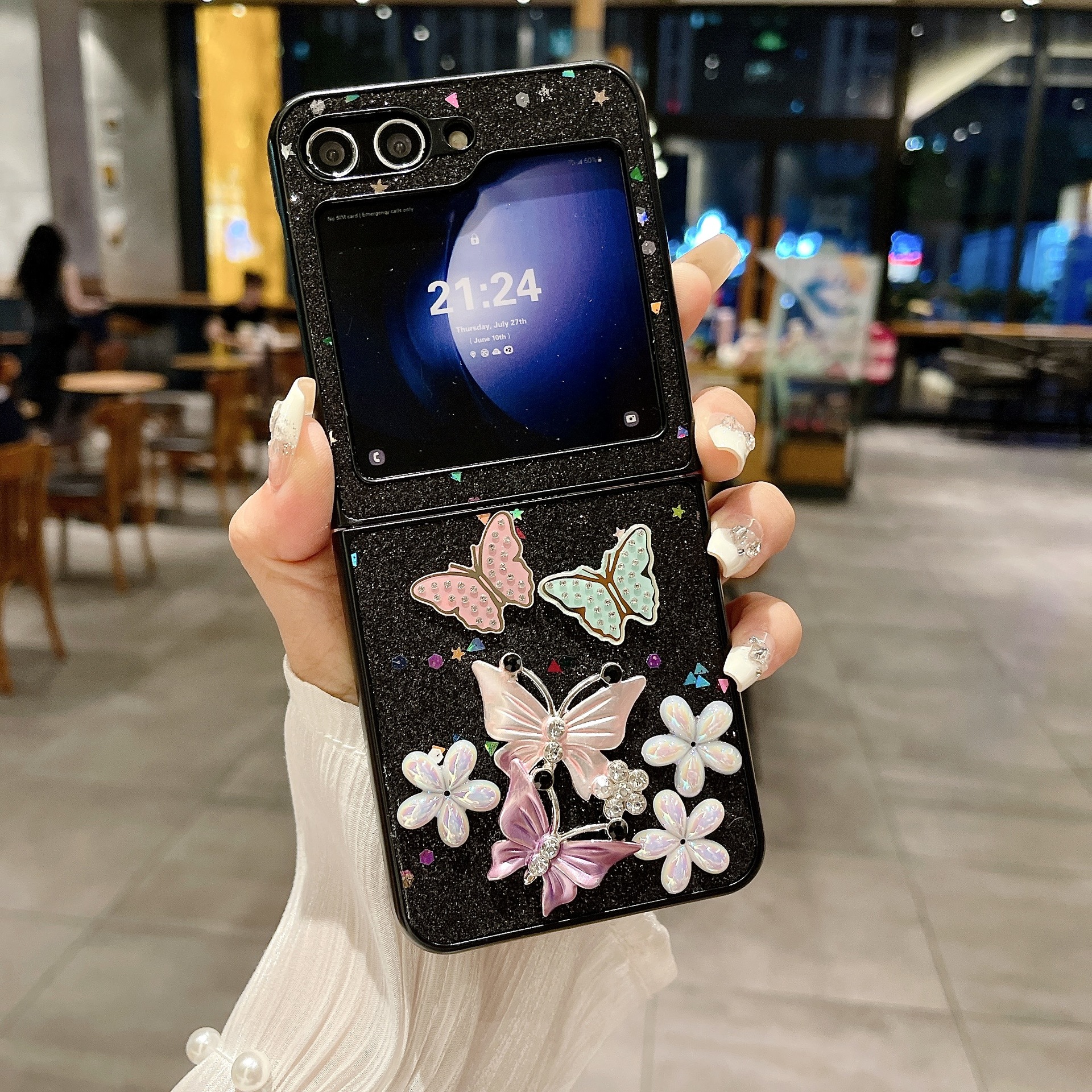 Luxury Glitter Star Cute Butterfly Phone Case for Samsung Galaxy Z Flip 5/4/3