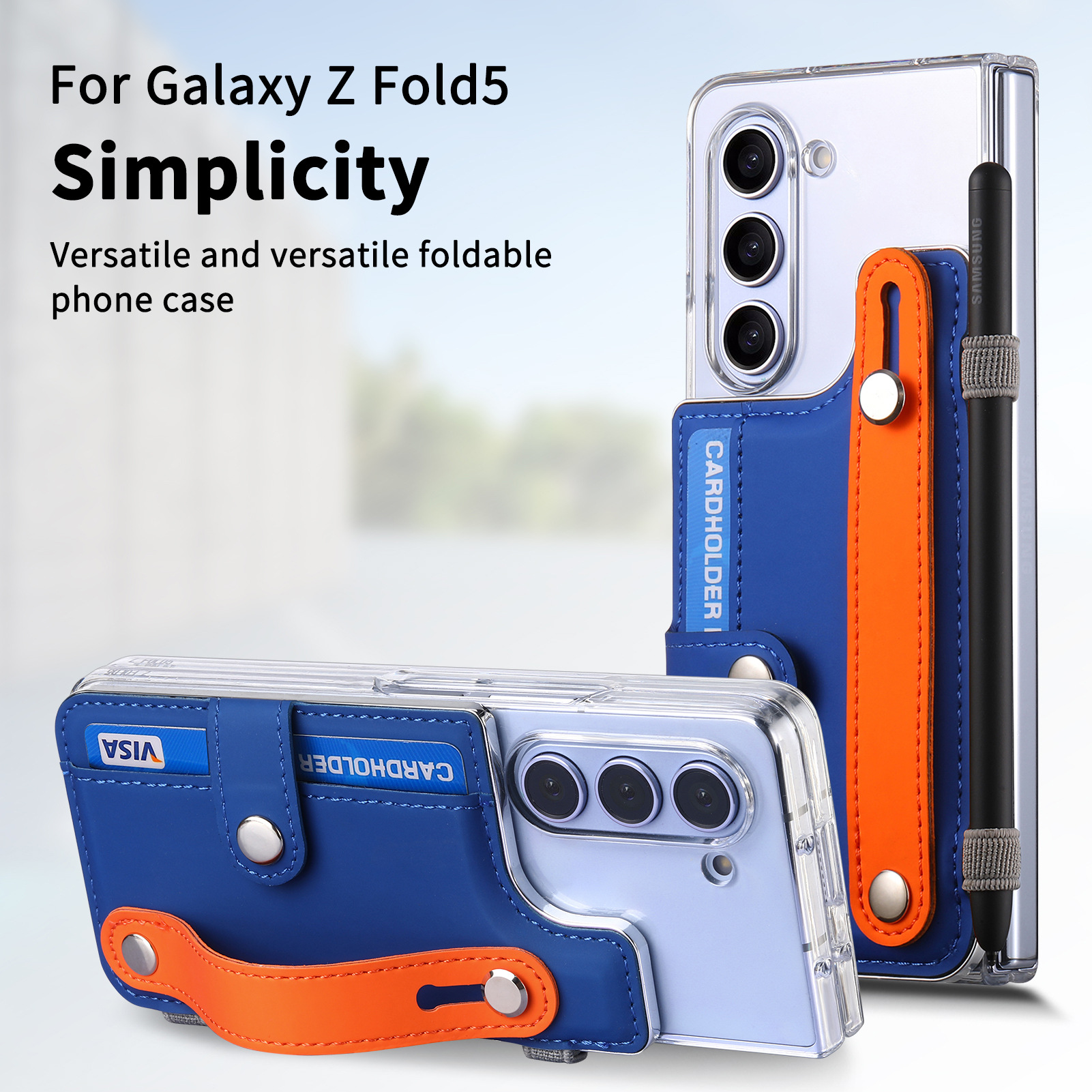 Wrist Strap Transparent Pen Slot Phone Case for Samsung Galaxy Fold 5 6