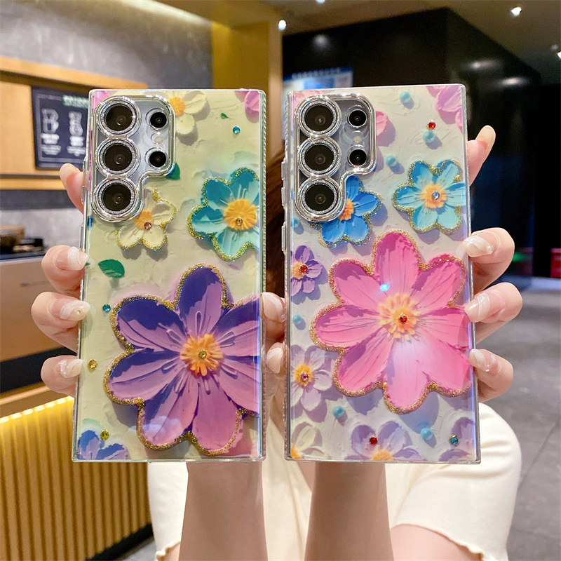 Oil Painting Flower Case For Samsung Galaxy S24 Ultra Plus 