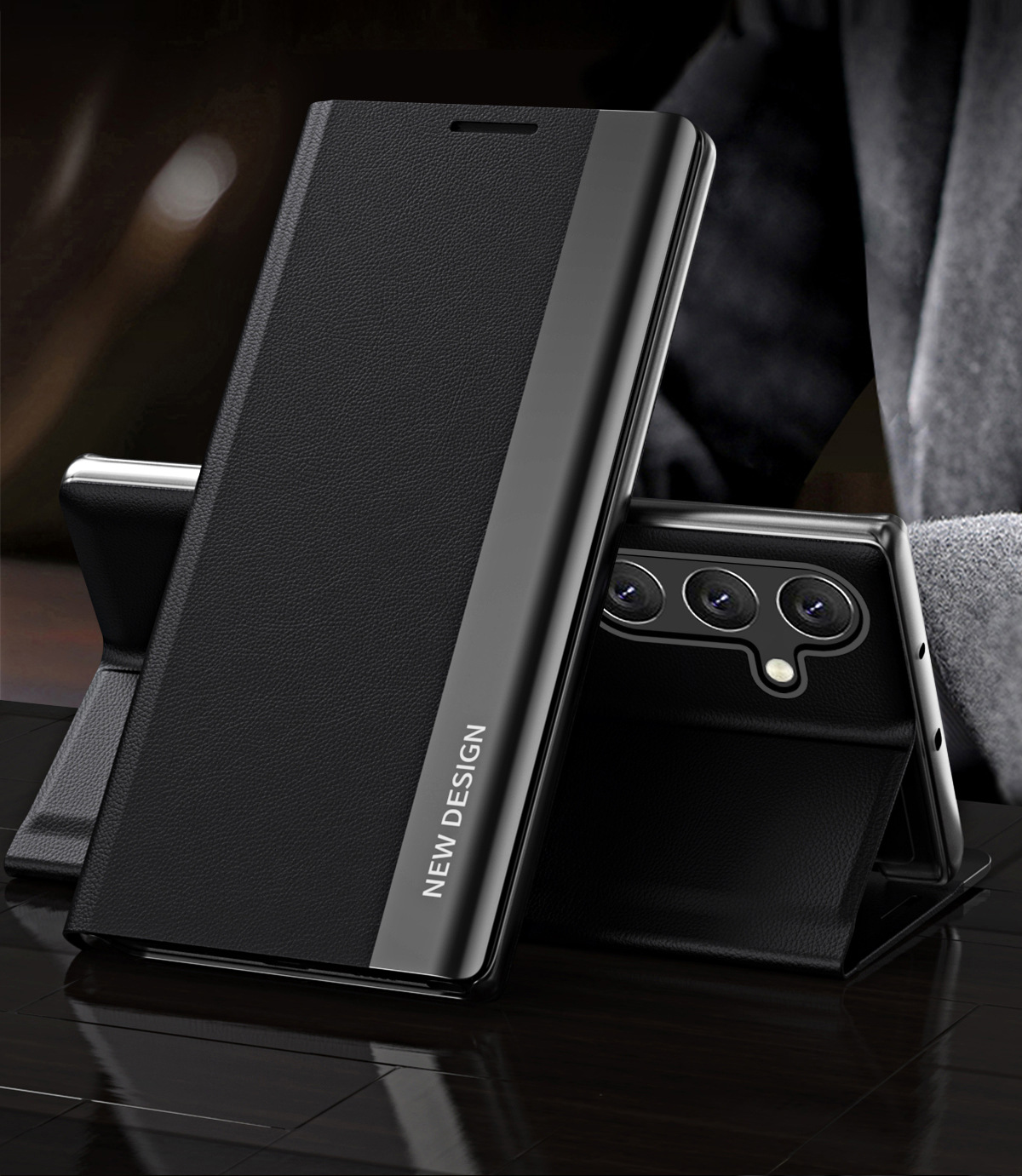 2024 The 4th Generation Side Window Magnetic Plating Bracket Flip Phone Case For Samsung Galaxy S23FE