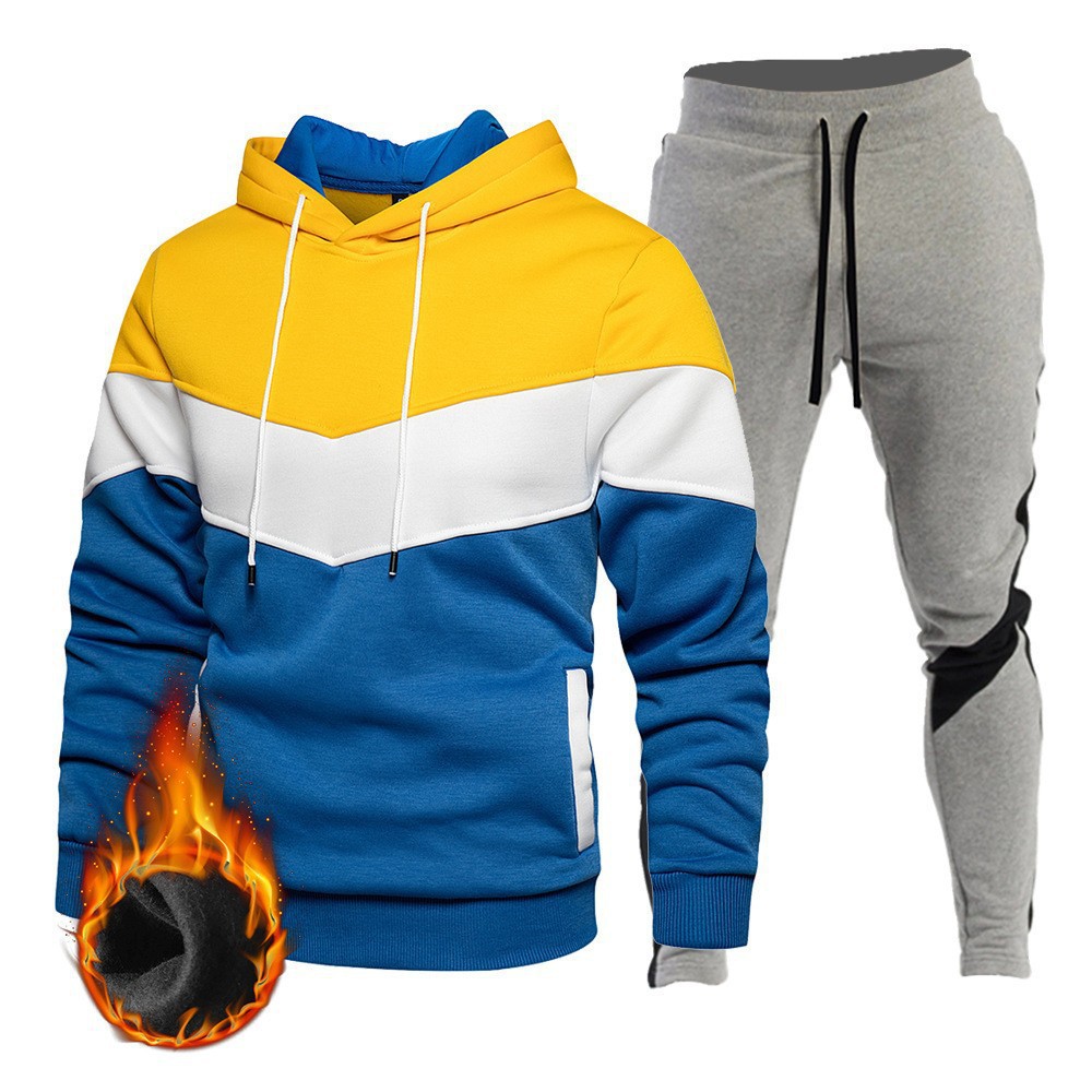 2024 cross-border autumn sports sweatshirt suit men's three-color hoodie sportswear suit sweatshirt sweatpants spot