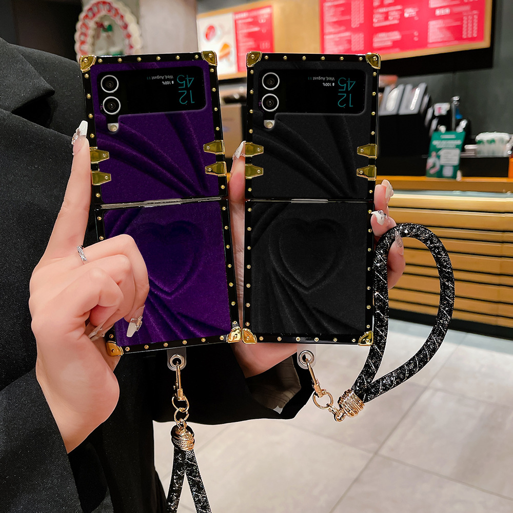 Velvet Plush Fabric Cloth Love Heart Case for Samsung Galaxy Z Flip Series