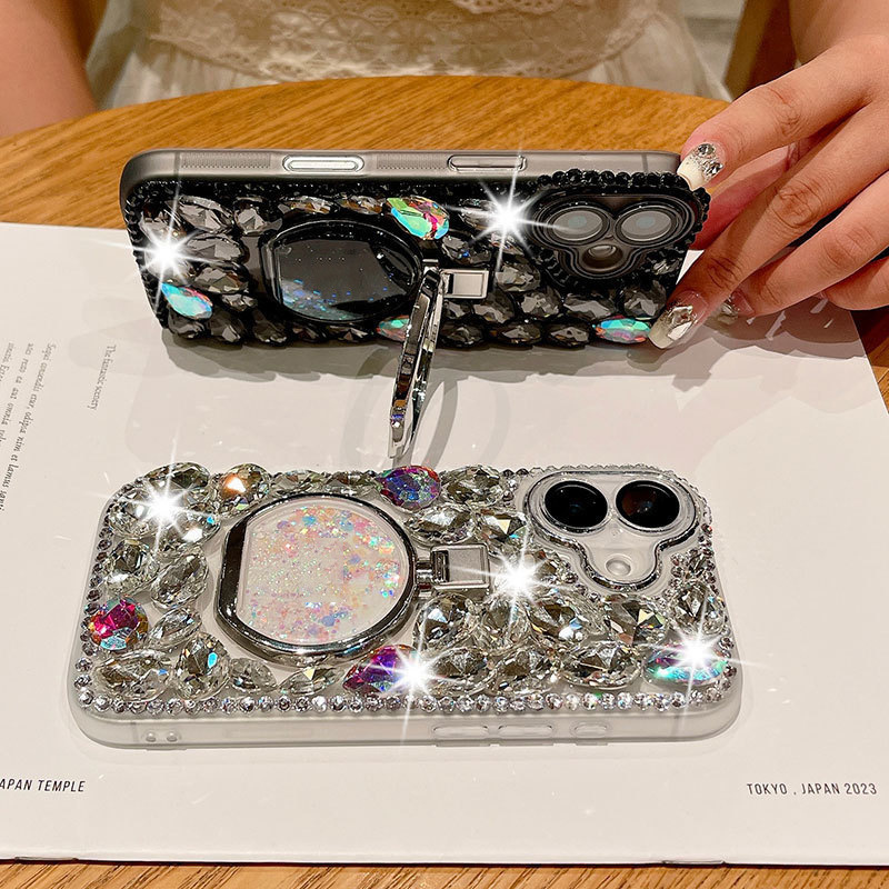 Suitable for iPhone16promax mobile phone case new luxury rhinestone