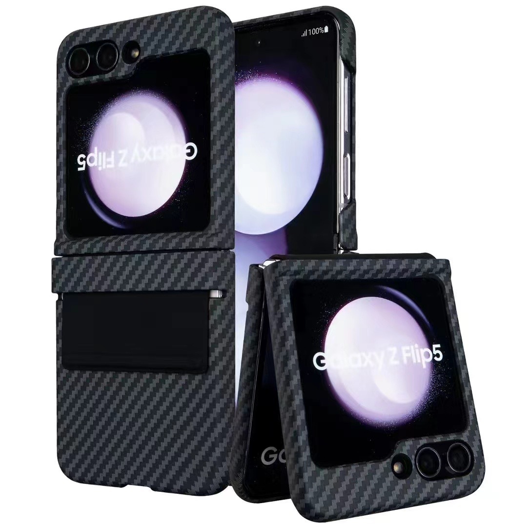 Luxury Carbon Fiber Pattern With Hinge Case For Samsung Galaxy Z Flip 6 5 4 3 