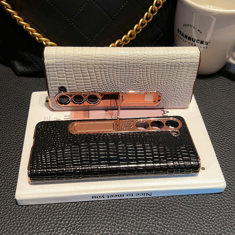 Genuine Leather Phone Case With Tempered Glass For Samsung galaxy Z Fold 5/4/3