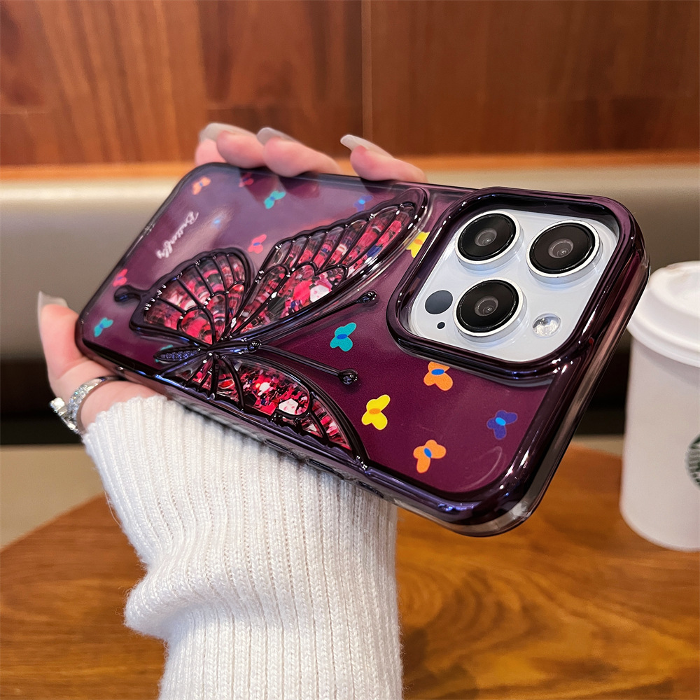 New Style Luxury Electroplate Butterfly Pattern Phone Case for iPhone Series