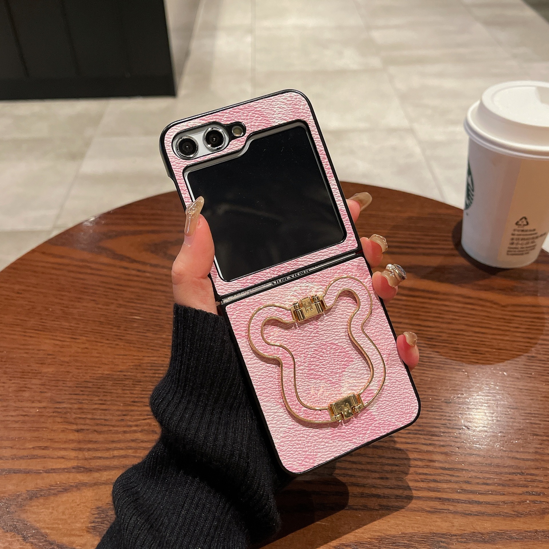 Luxury Cute Bear Ring Bracket Case For Samsung Galaxy Z Flip 6 5 4 3 