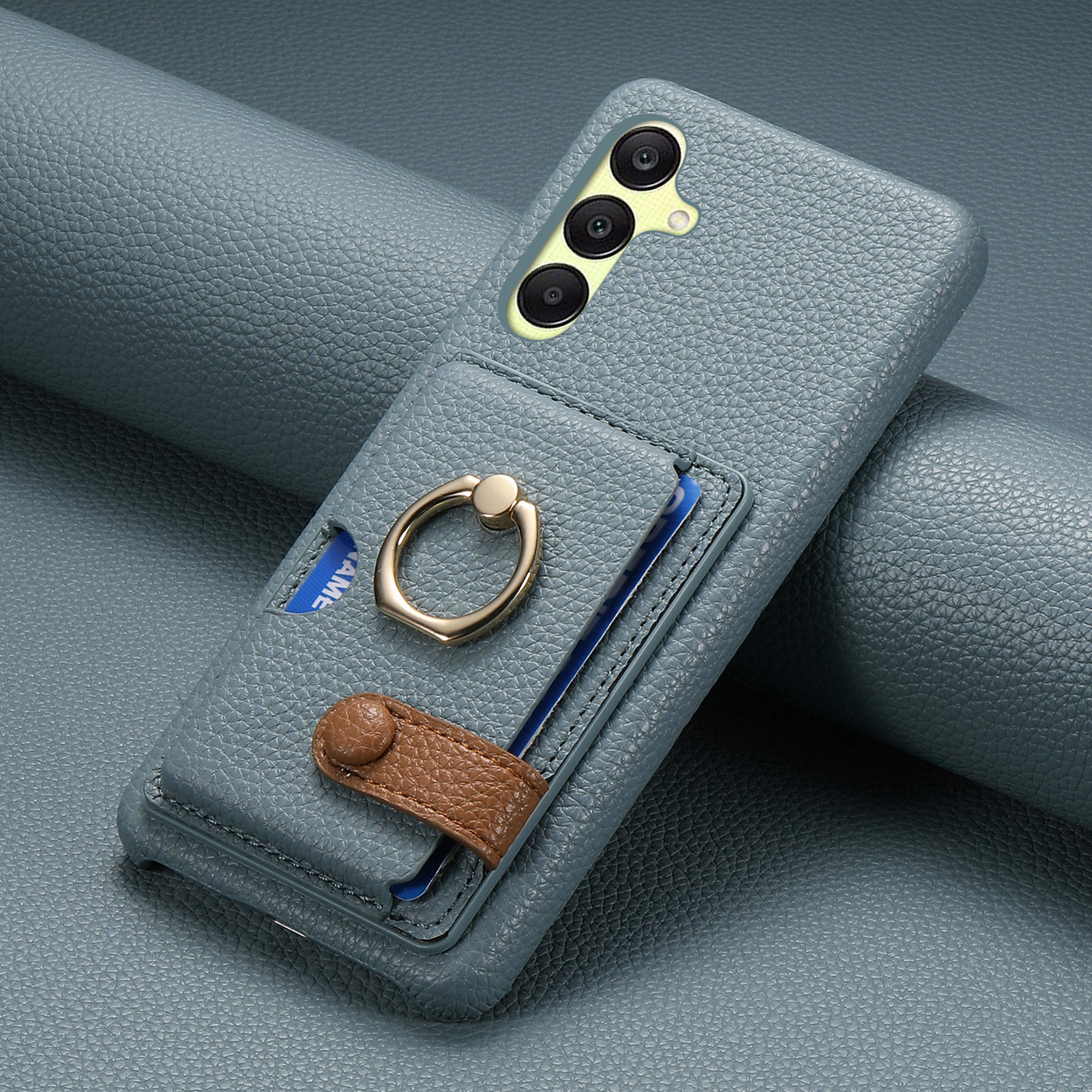Leather Ring Phone Case With Card Holder For Samsung Galaxy A55 A35 A25 A15