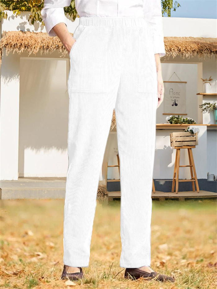 2023Wish Amazon independent station new women's European and American cross-border solid color elastic waist striped straight casual pants