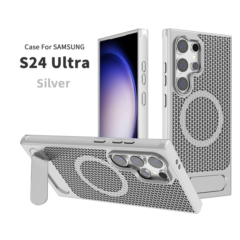 Breathable Thin and Heat Dissipation Magnetic Phone Case with Stand For Samsung Galaxy S24 Ultra
