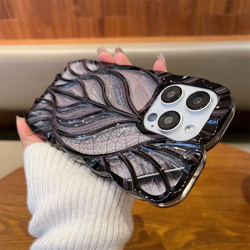 Fashion Stereoscopic Plating Leaf Gradient Glitter Card Shockproof Protective Phone Case For iPhone Series
