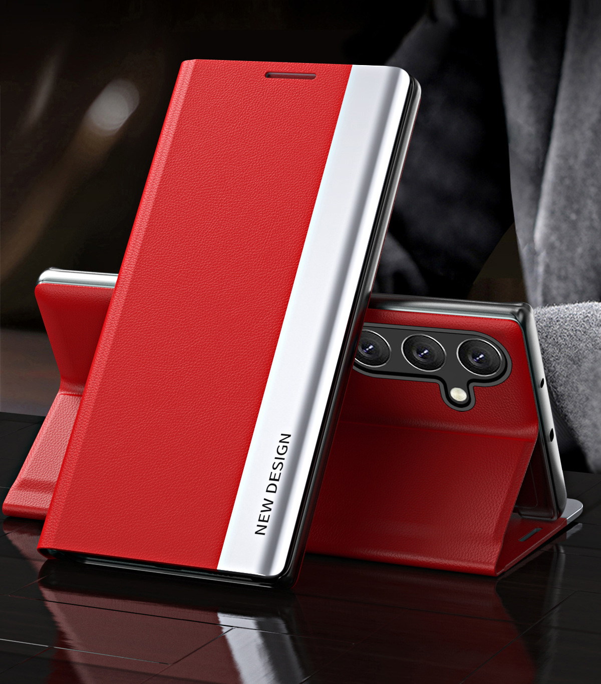 2024 The 4th Generation Side Window Magnetic Plating Bracket Flip Phone Case For Samsung Galaxy S23FE