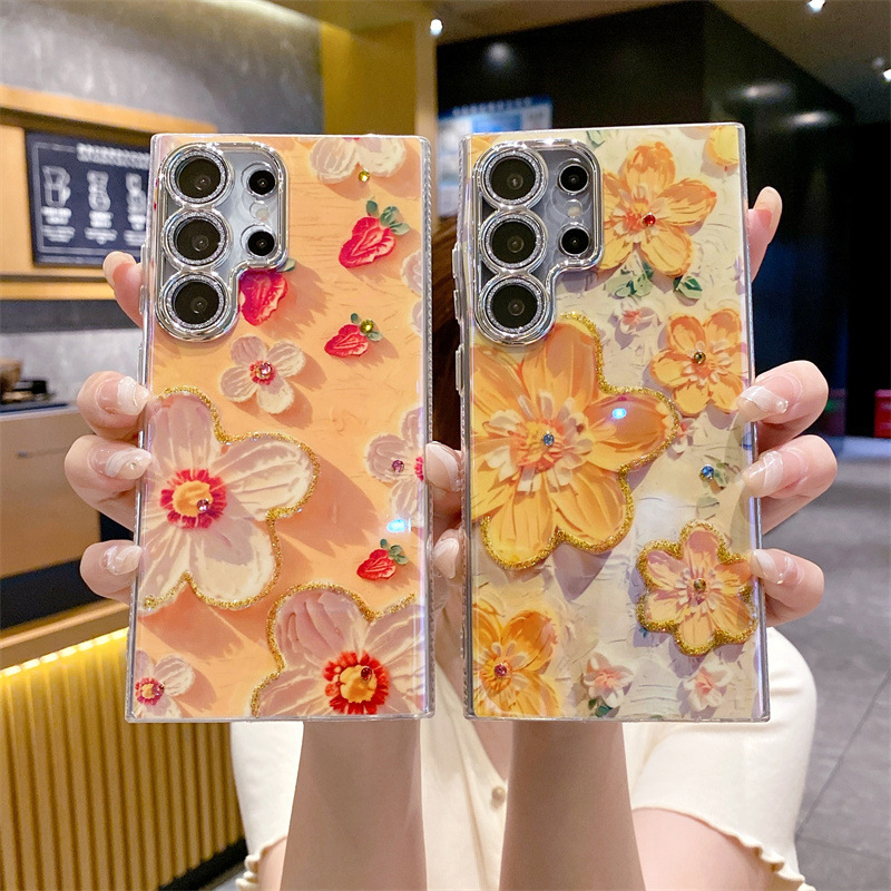 Oil Painting Flower Case For Samsung Galaxy S24 Ultra Plus 