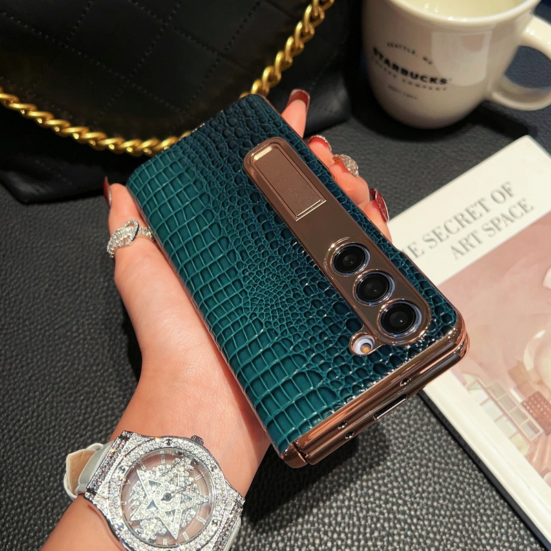 Genuine Leather Phone Case With Tempered Glass For Samsung galaxy Z Fold 5/4/3