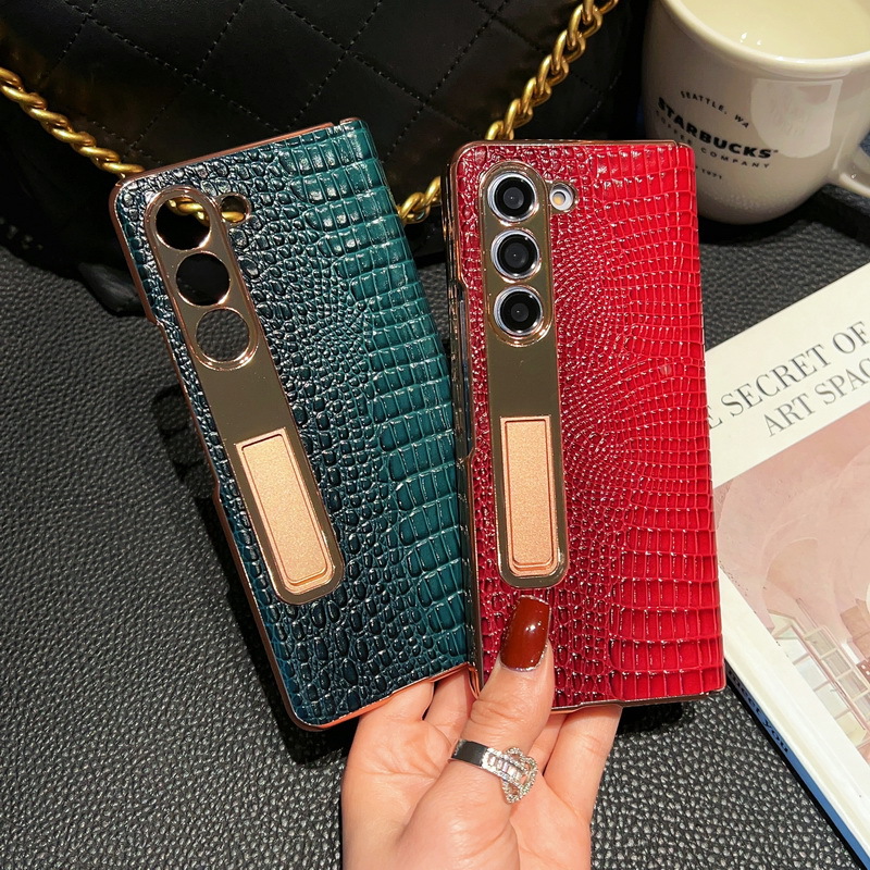 Genuine Leather Phone Case With Tempered Glass For Samsung galaxy Z Fold 5/4/3