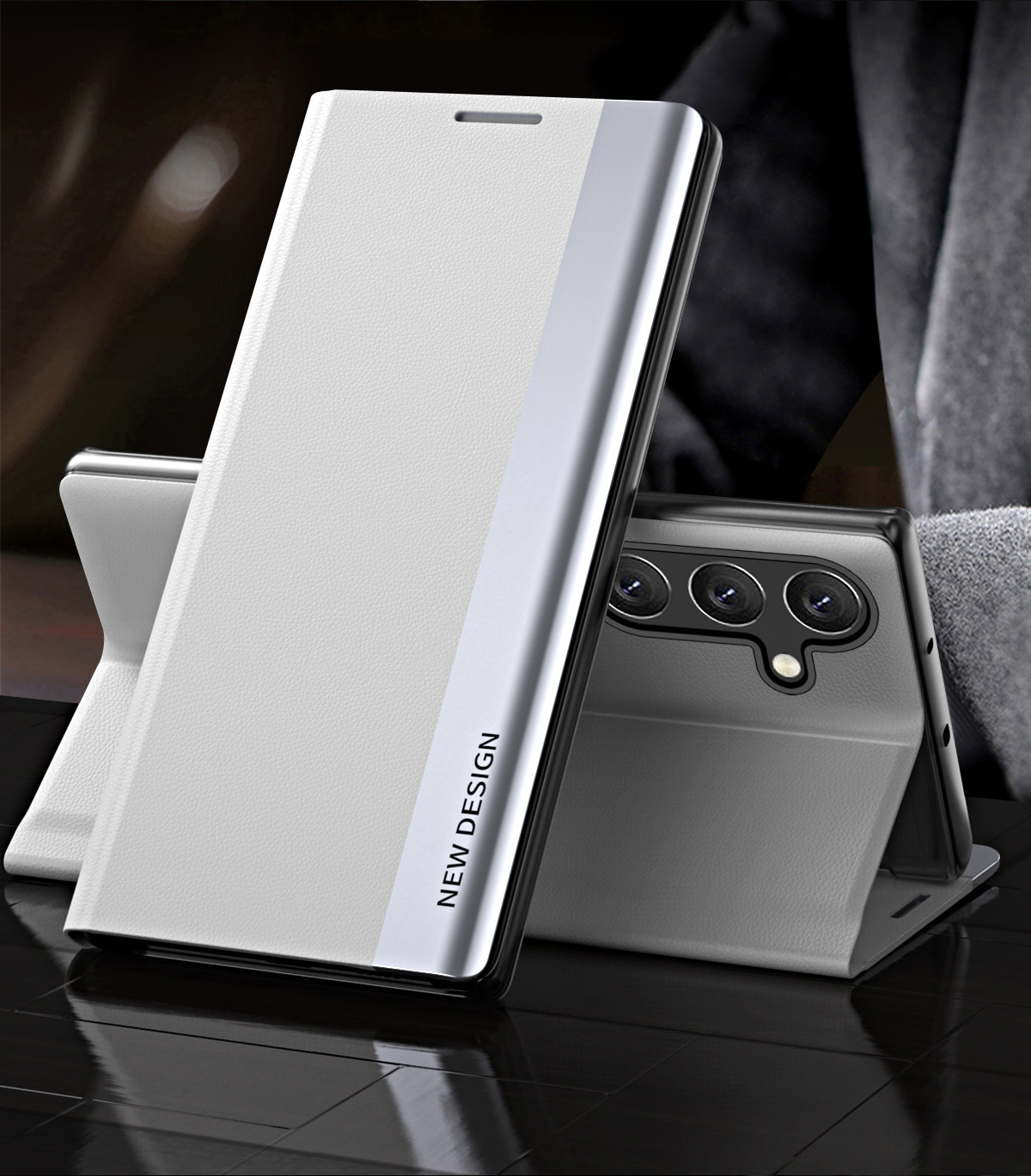 2024 The 4th Generation Side Window Magnetic Plating Bracket Flip Phone Case For Samsung Galaxy S23FE
