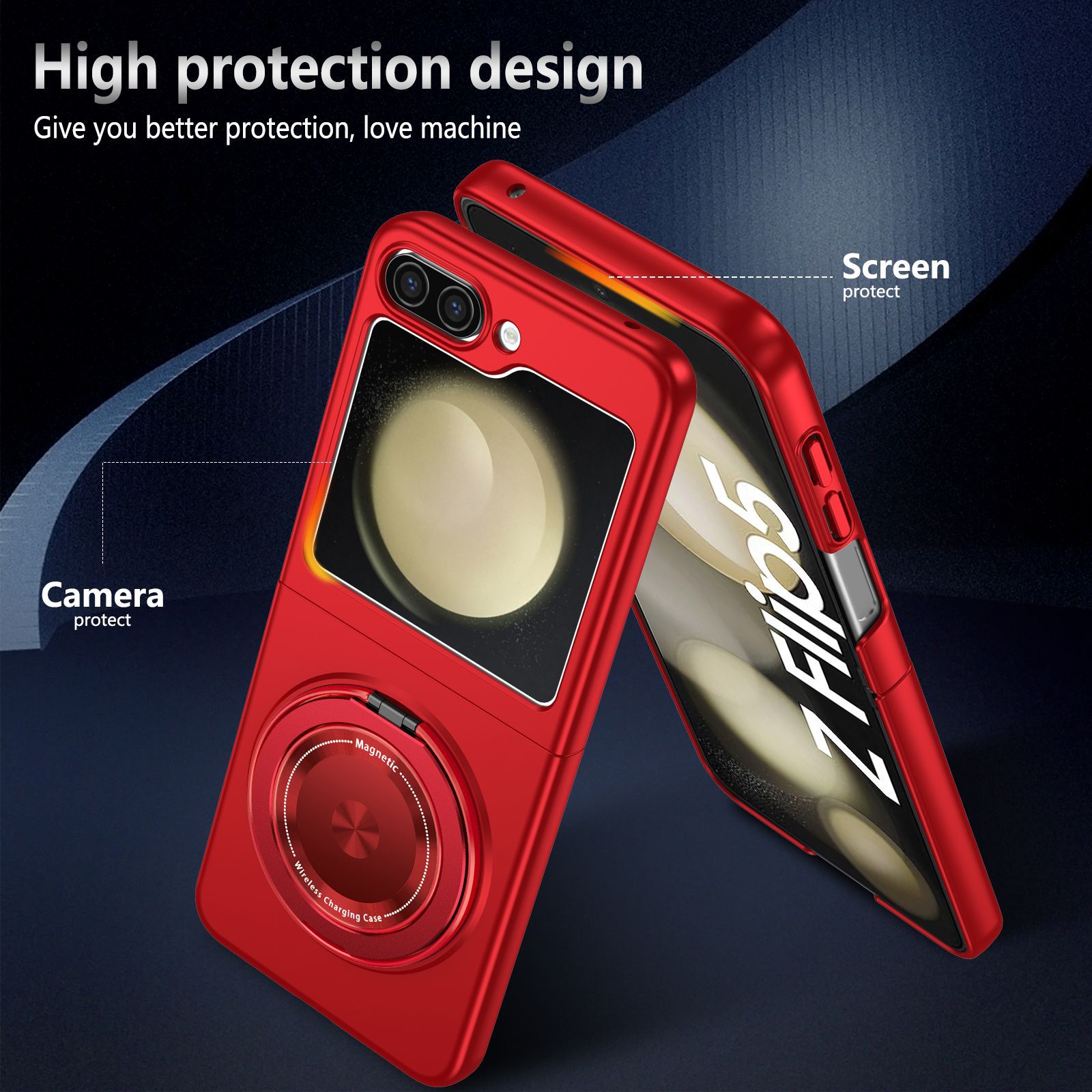 Strong Magnetic 360 Degree Adsorption Rotate Kickstand Case For Samsung Galaxy Z Flip 5 4 3 