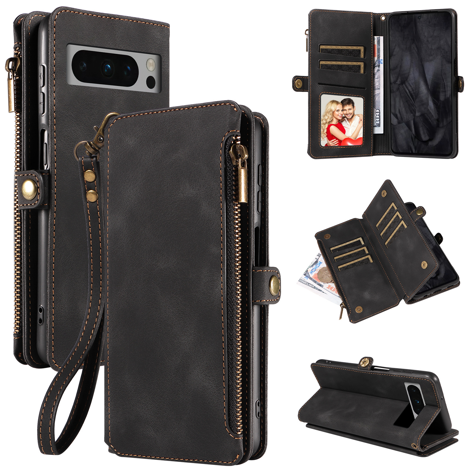 Luxury Leather Phone Bags Flip Wallet Case for Google Pixel 6/7/8 Series