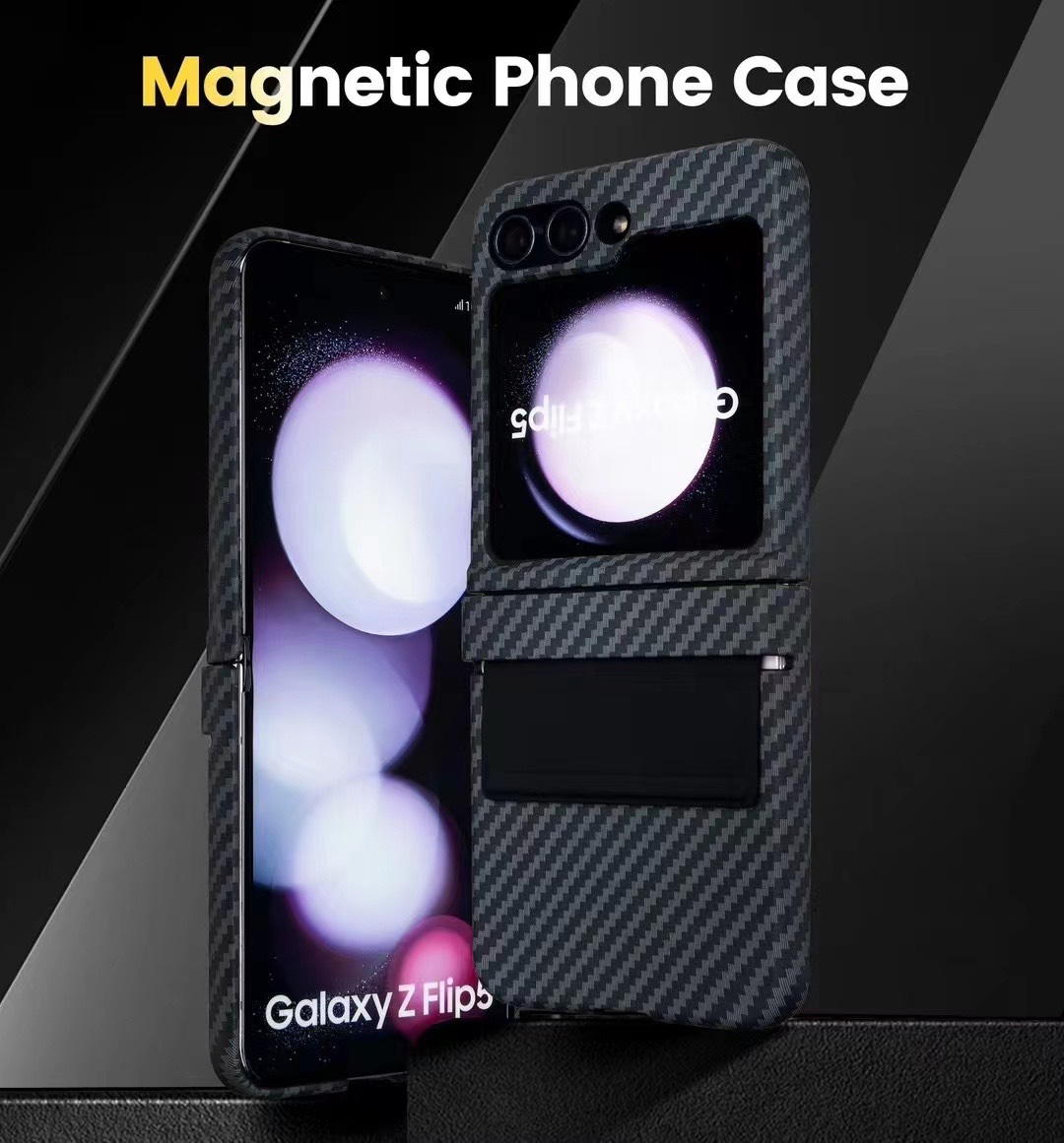 Luxury Carbon Fiber Pattern With Hinge Case For Samsung Galaxy Z Flip 6 5 4 3 