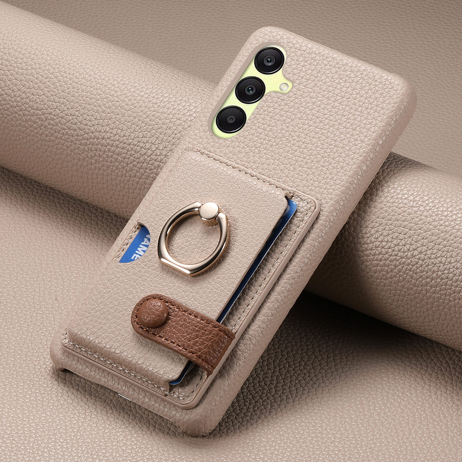 Leather Ring Phone Case With Card Holder For Samsung Galaxy A55 A35 A25 A15