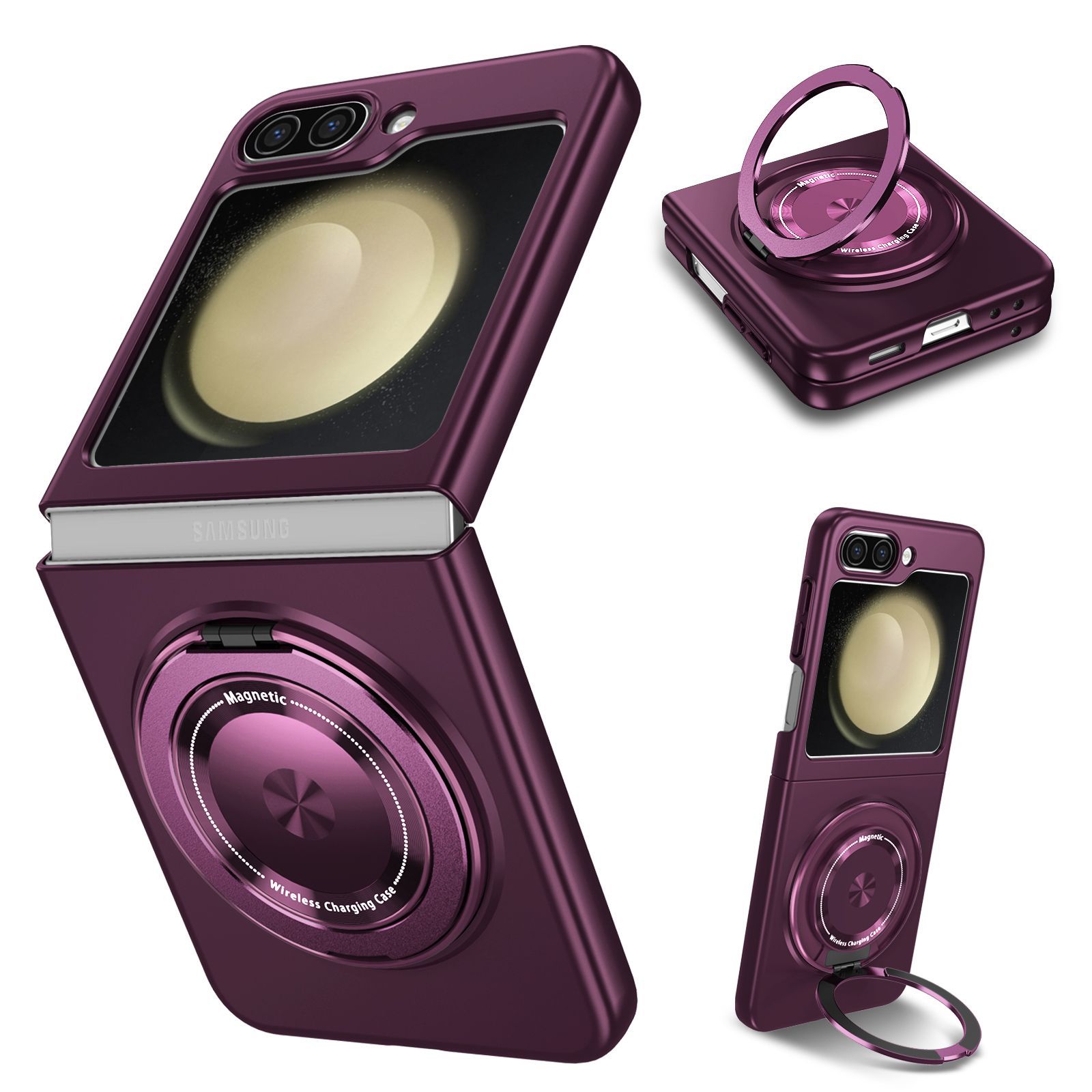 Strong Magnetic 360 Degree Adsorption Rotate Kickstand Case For Samsung Galaxy Z Flip 5 4 3 