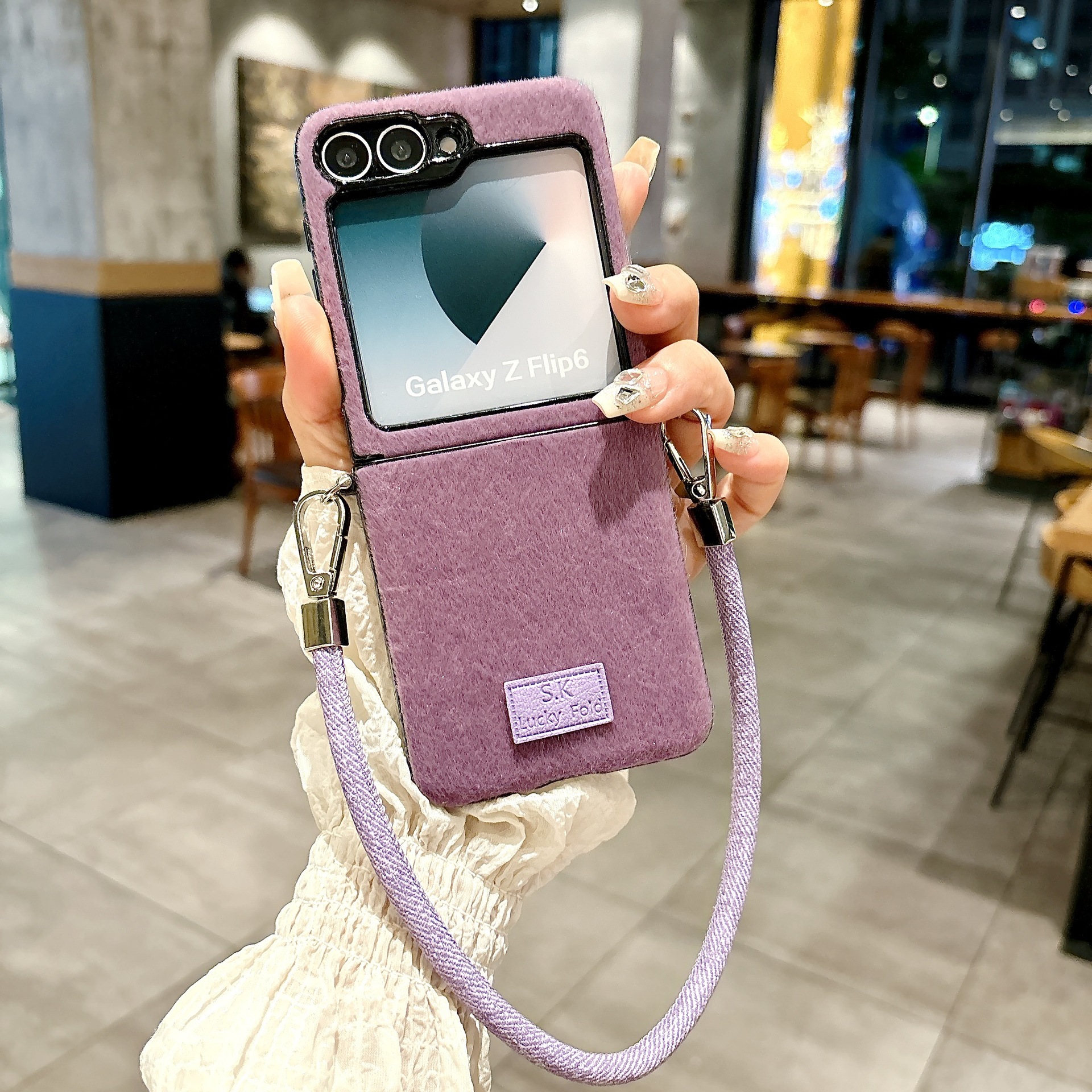 Winter Plush Side Buckle + Hand Rope for Samsung Galaxy Z Flip 6/5/4/3