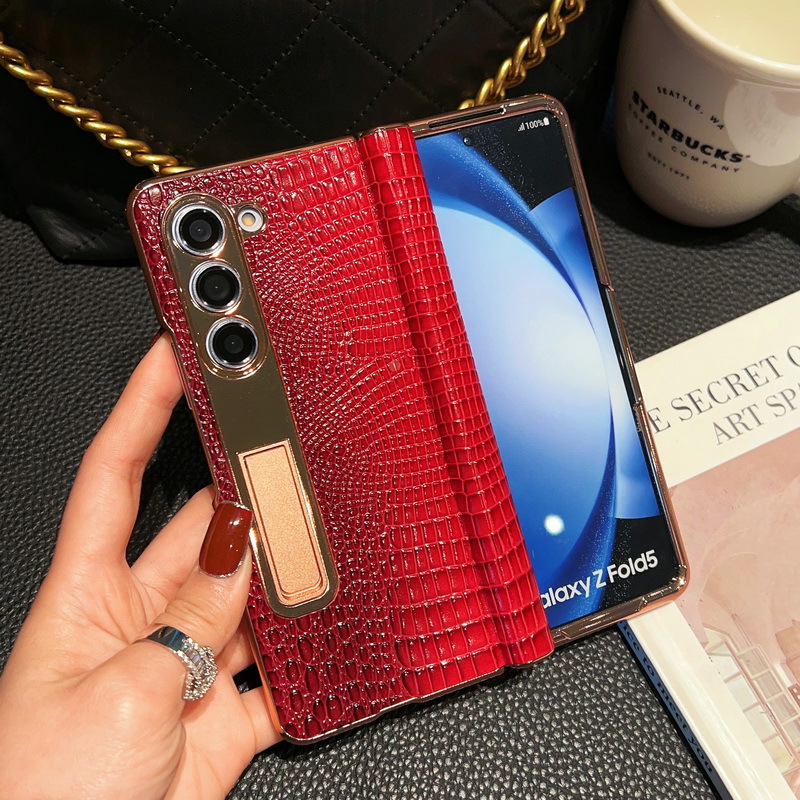 Genuine Leather Phone Case With Tempered Glass For Samsung galaxy Z Fold 5/4/3