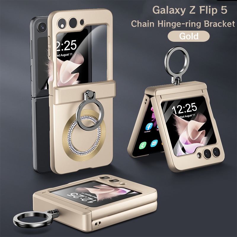 Skin Friendly Glitter Magnetic Wireless Charger Folding Hinge Bracket  Case For Samsung Galaxy Z Flip 5