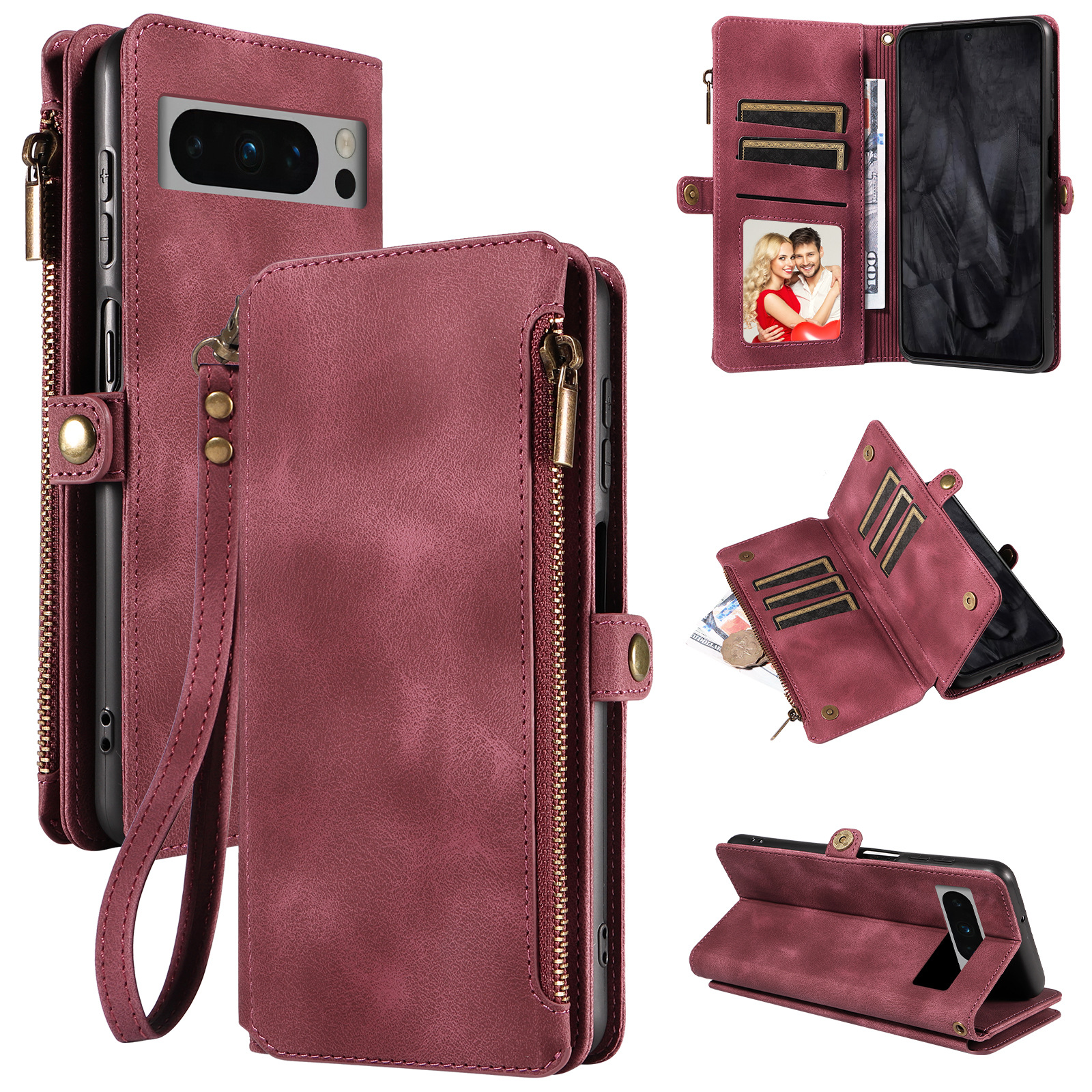 Luxury Leather Phone Bags Flip Wallet Case for Google Pixel 6/7/8 Series