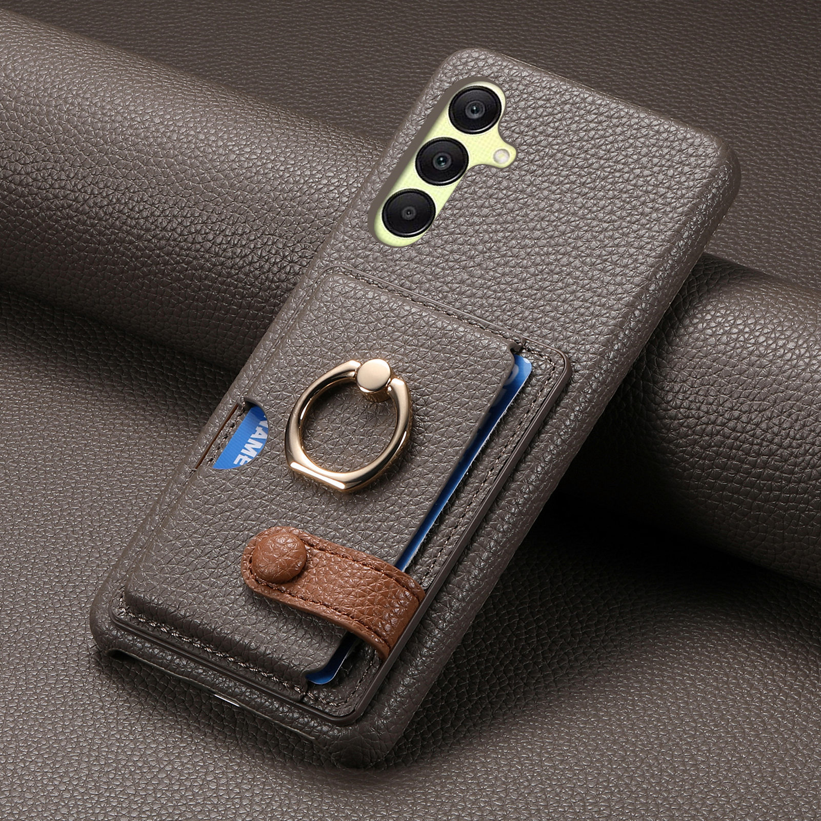 Leather Ring Phone Case With Card Holder For Samsung Galaxy A55 A35 A25 A15