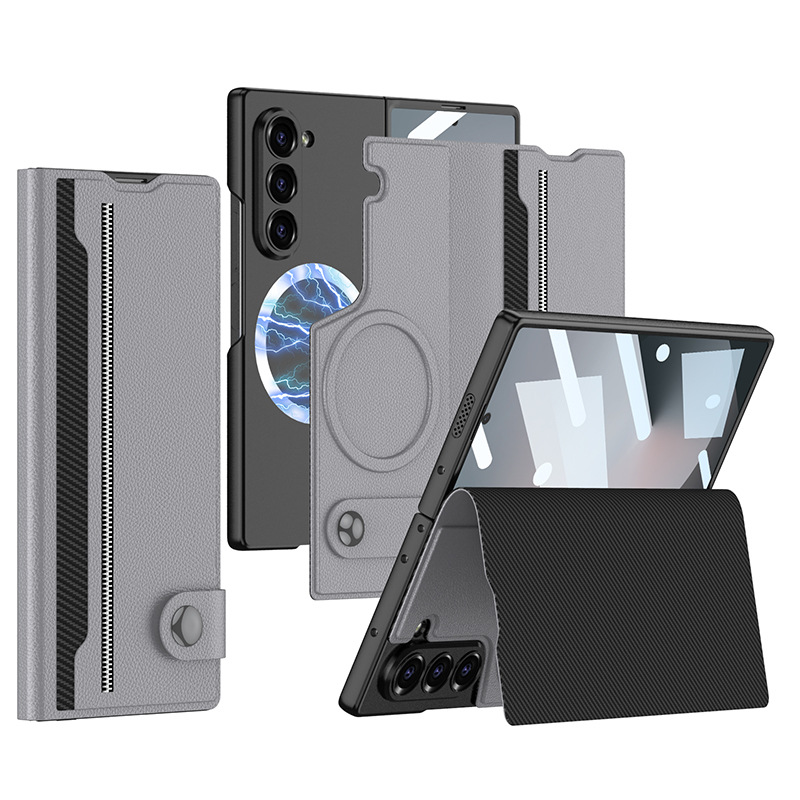 Magnetic Removable Multifunctional Leather Wallet Card Holder Case for Galaxy Z Fold6/Fold5