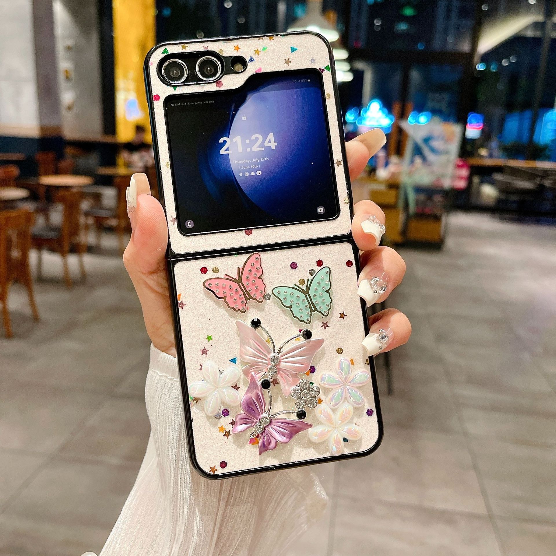 Luxury Glitter Star Cute Butterfly Phone Case for Samsung Galaxy Z Flip 5/4/3