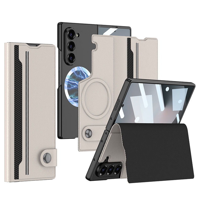 Magnetic Removable Multifunctional Leather Wallet Card Holder Case for Galaxy Z Fold6/Fold5