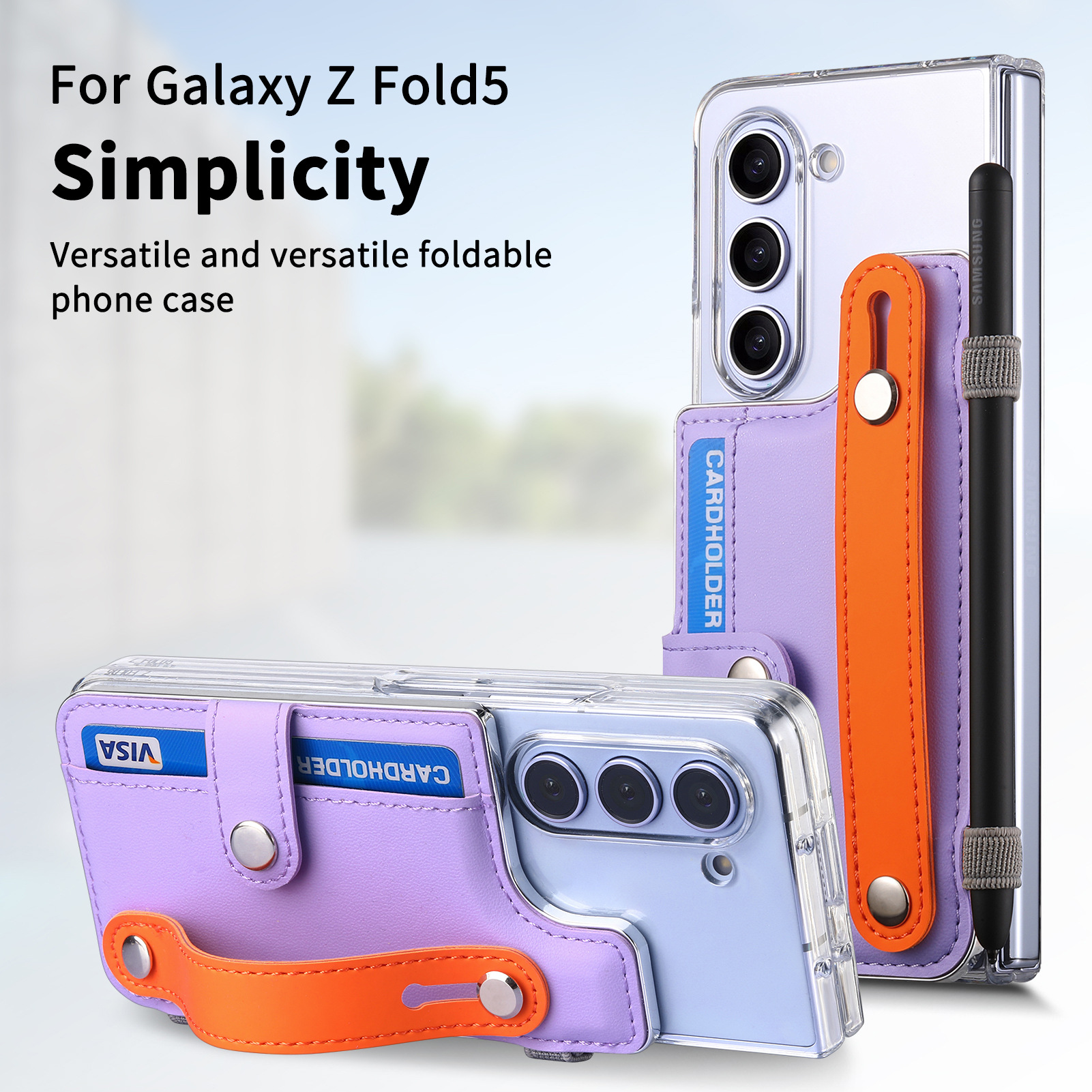 Wrist Strap Transparent Pen Slot Phone Case for Samsung Galaxy Fold 5 6