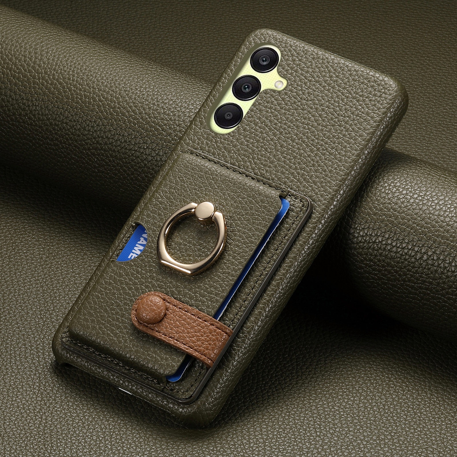 Leather Ring Phone Case With Card Holder For Samsung Galaxy A55 A35 A25 A15
