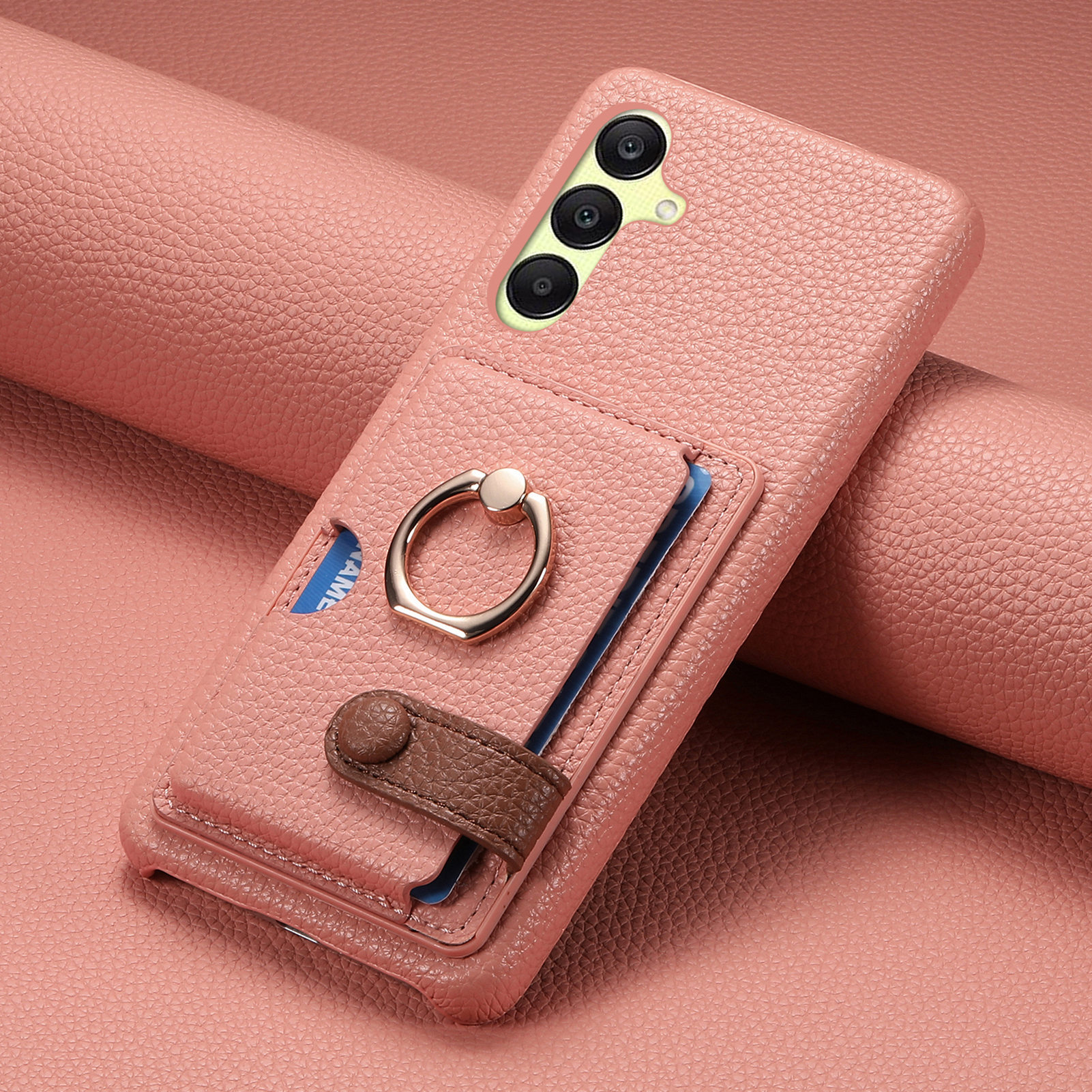 Leather Ring Phone Case With Card Holder For Samsung Galaxy A55 A35 A25 A15