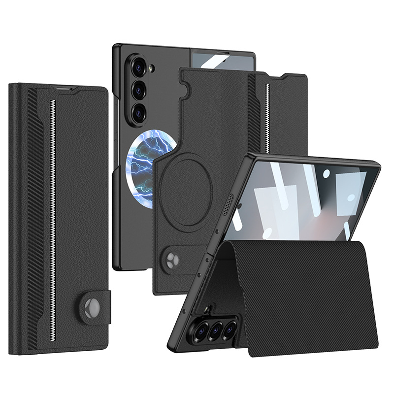 Magnetic Removable Multifunctional Leather Wallet Card Holder Case for Galaxy Z Fold6/Fold5