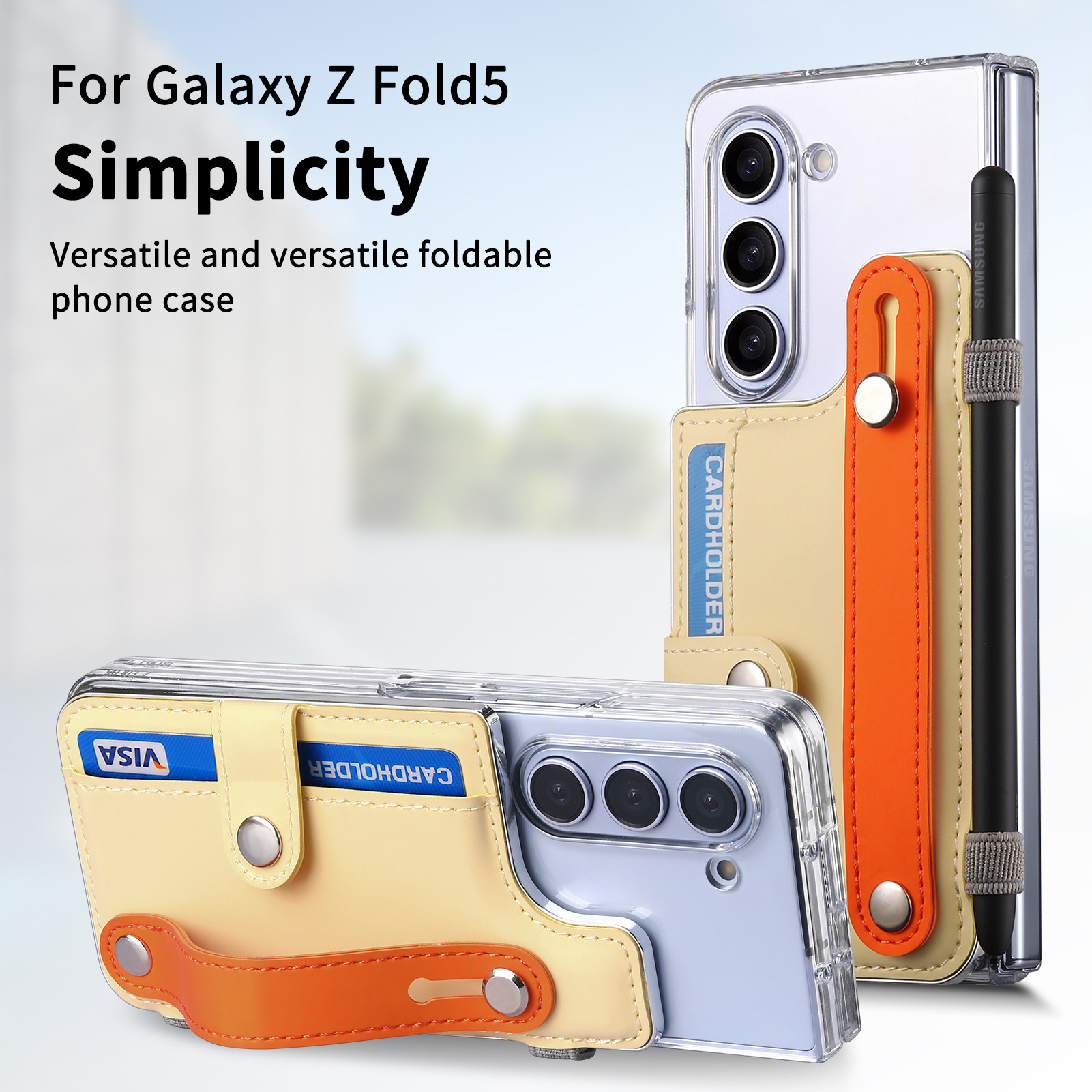 Wrist Strap Transparent Pen Slot Phone Case for Samsung Galaxy Fold 5 6