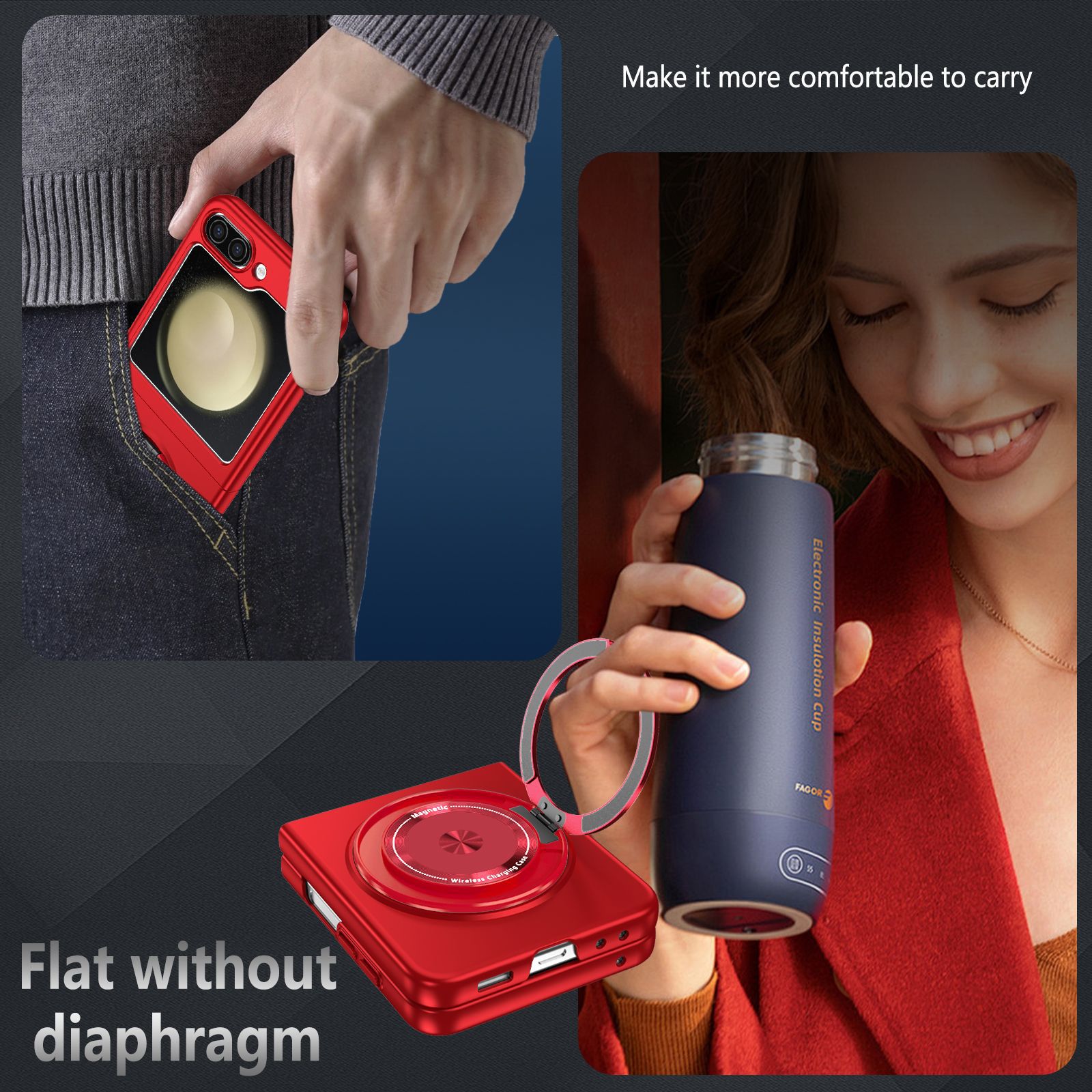 Strong Magnetic 360 Degree Adsorption Rotate Kickstand Case For Samsung Galaxy Z Flip 5 4 3 