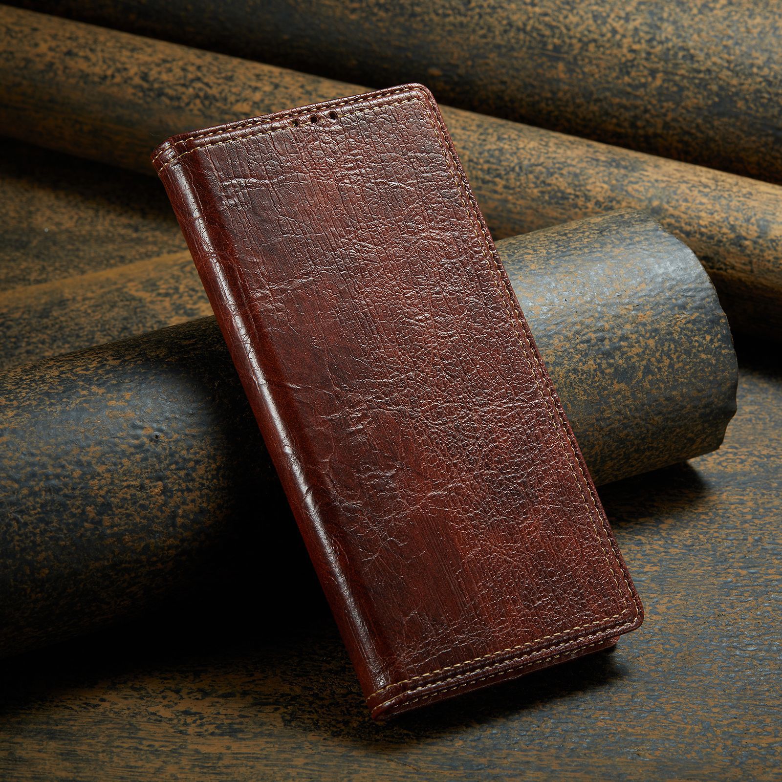 Genuine Leather Bark Pattern Retro Vintage Business Case For Samsung Galaxy S22 Ultra Plus 