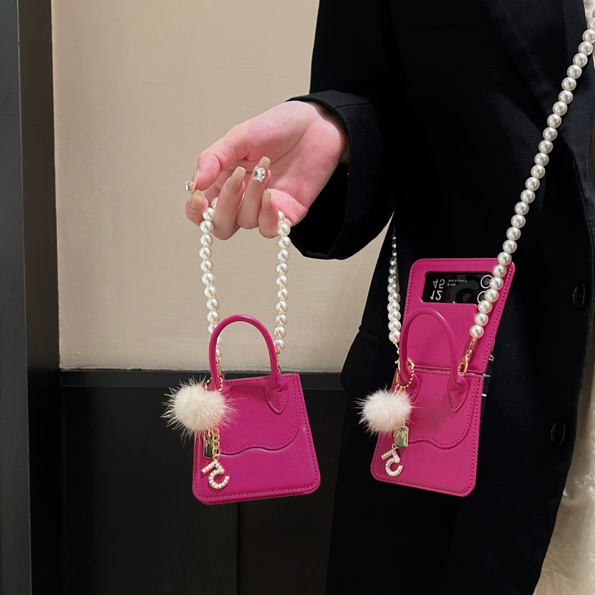  Fashion Plush Handbag Leather Case For Samsung Galaxy Z Flip 6 5 4 3 