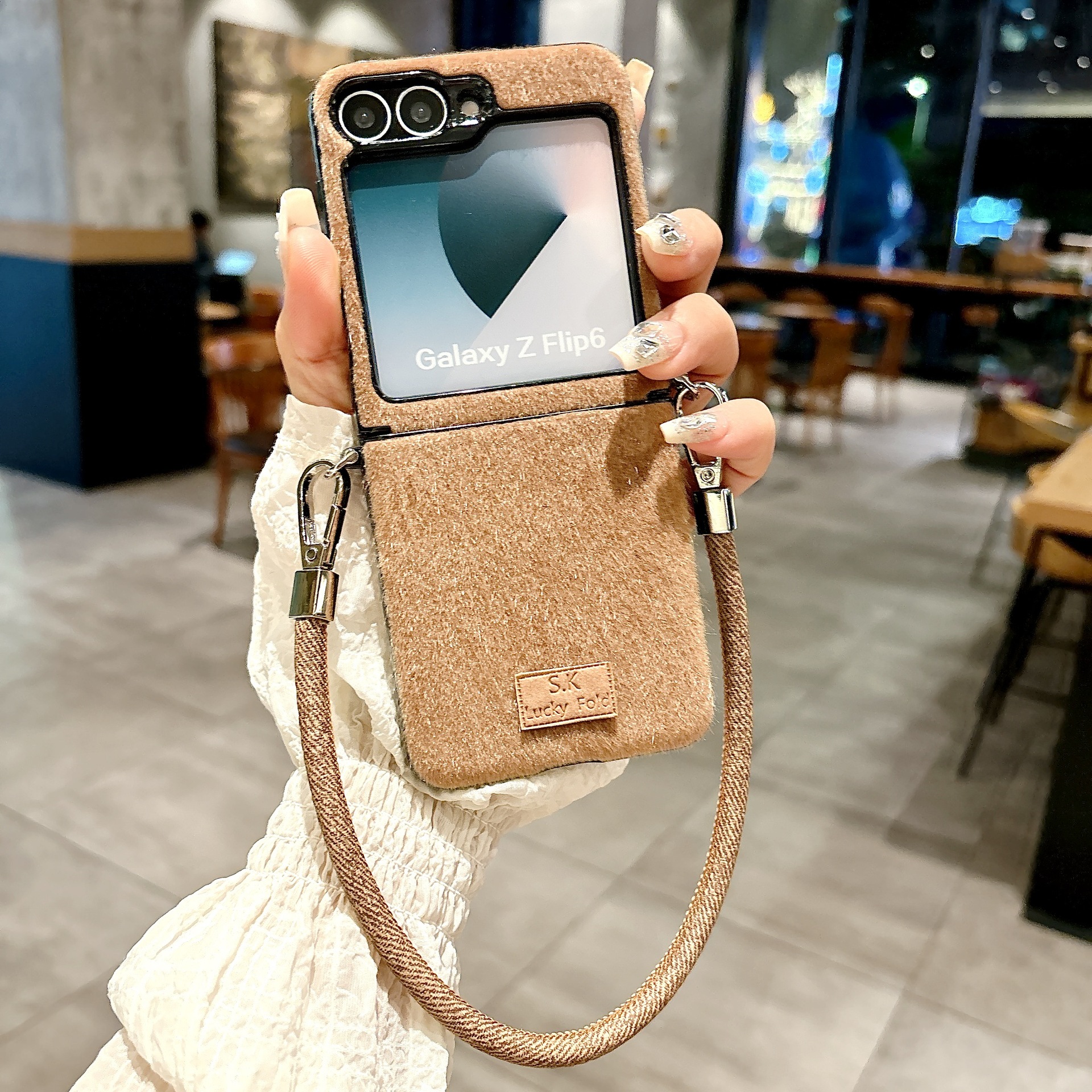 Winter Plush Side Buckle + Hand Rope for Samsung Galaxy Z Flip 6/5/4/3