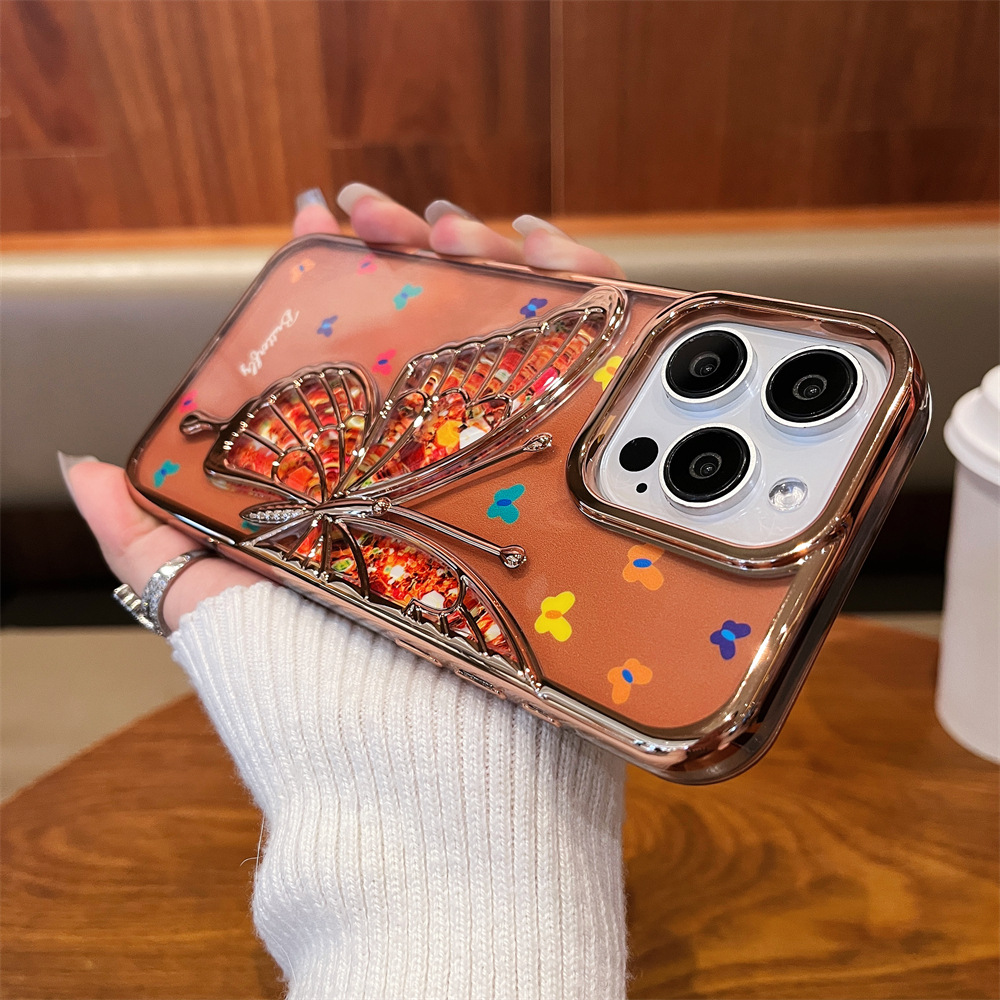 New Style Luxury Electroplate Butterfly Pattern Phone Case for iPhone Series