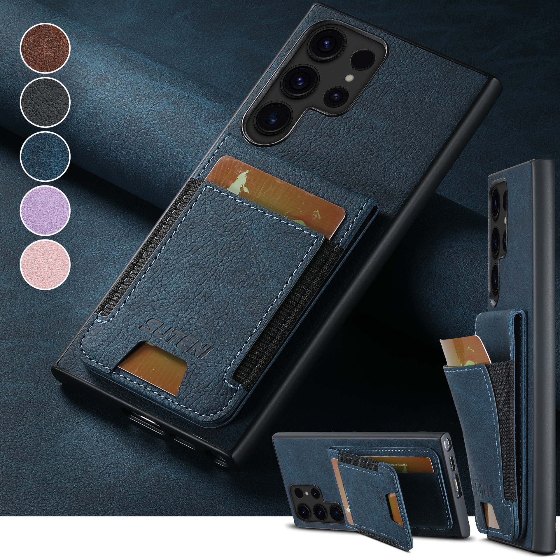 2024 New Luxury  Lychee Pattern  Phone Case With Card Slot For Samsung Galaxy S24 Ultra