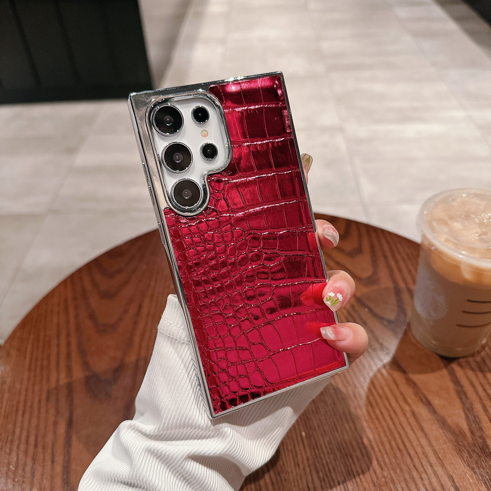 Plating Gradient Crocodile Pattern Leather Laser Case For Samsung Galaxy S24 Ultra S23 Plus S22