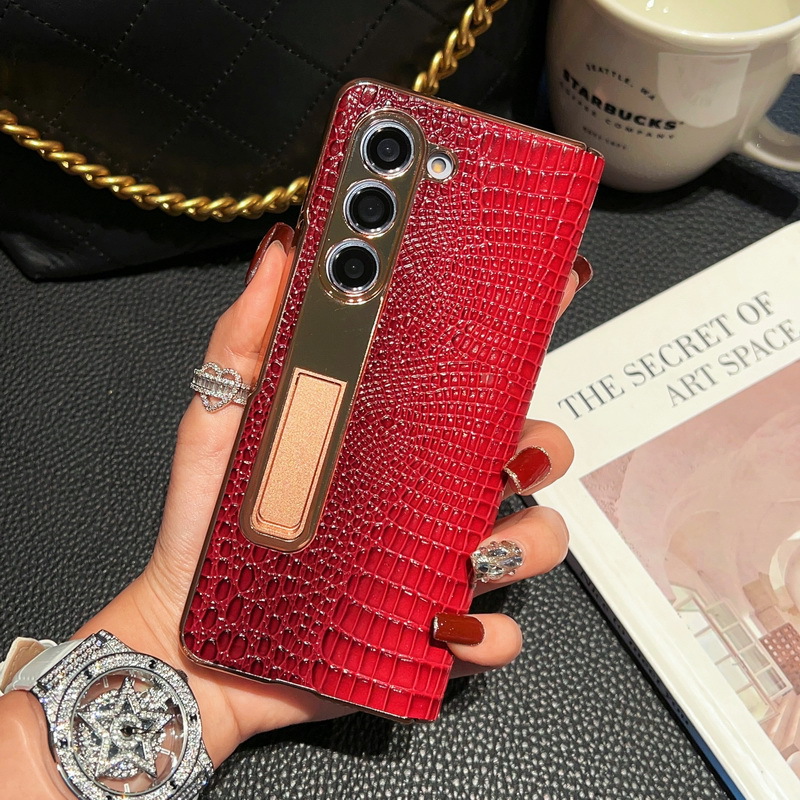Genuine Leather Phone Case With Tempered Glass For Samsung galaxy Z Fold 5/4/3