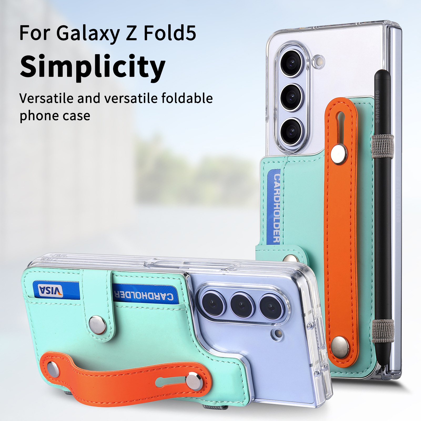 Wrist Strap Transparent Pen Slot Phone Case for Samsung Galaxy Fold 5 6
